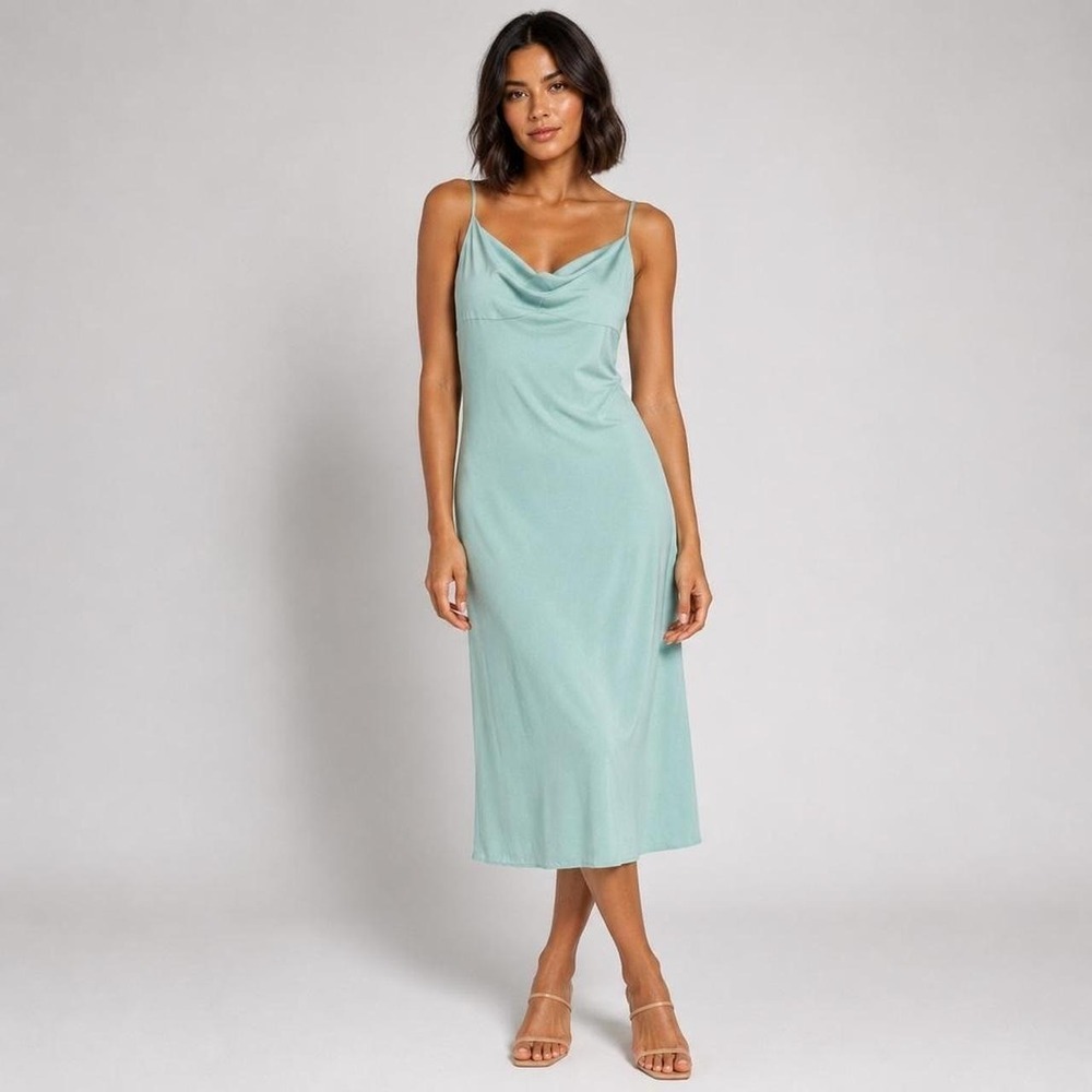 See You Monday mint green cowl neck slip dress spaghetti strap size Large